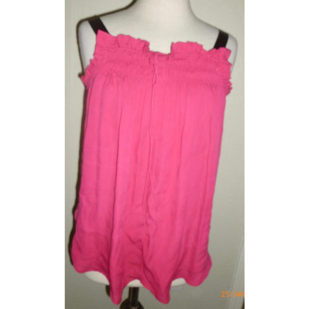Cynthia Steffe 100% Silk Shirt Top Tank Pink Black Strap Adjustable Blouse sz 2